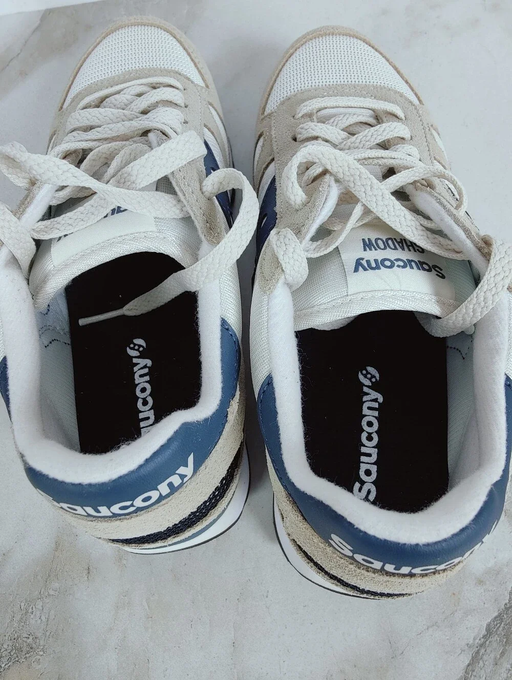 NIB Saucony Men's Shadow Original Sneakers Navy Beige, Sz 7.5
